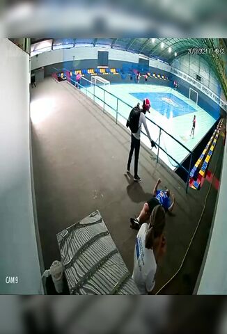 Execution In Sports Hall By Sneaky Biker On Staff Member