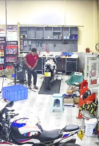 Mechanic Squats Down And A Long Screwdriver Goes Up His Ass