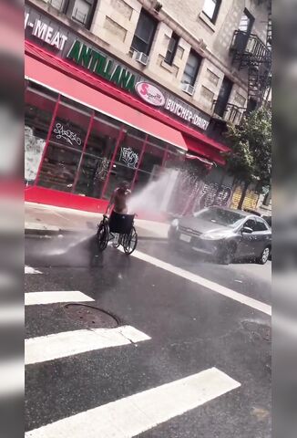 Homeless Dude Washing His Ass In A Fire Hydrant