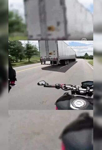 Biker Cusses At Slowing Truck Then Finds Out Why He's Slowing