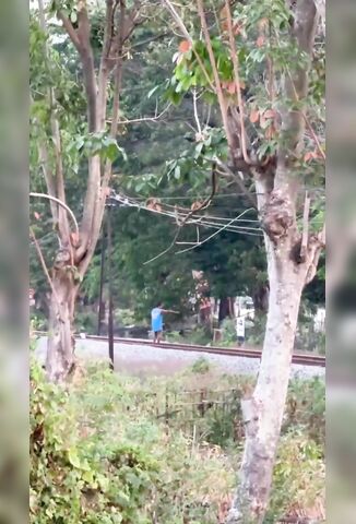 Man Waiting To Catch The Train Is Successful In His Endeavour