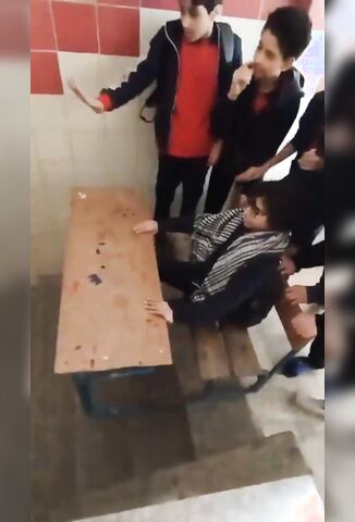 Bullies Force Classmate Into Desk And Launch Him Down The Stairs