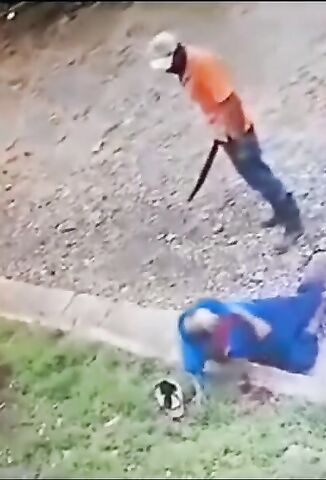 Lunatic Randomly Chops A Mans Neck With A Sword In The Street