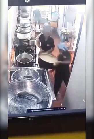 Boiling Lunchtime Soup Covers Worker When One Accidently Slips