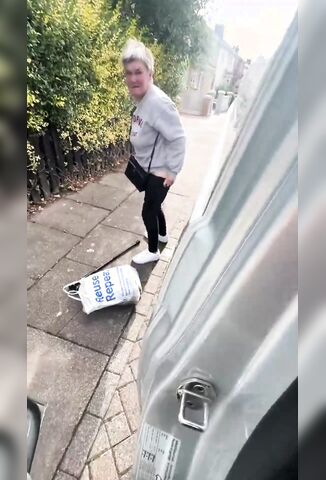 Woman Caught Taking A Piss On Workman's Van