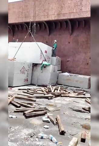 Man Falls In Half After Being Crushed By Concrete Block