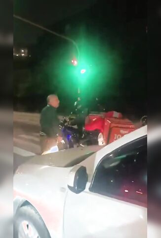 Baldy Brings Slaps To A Motorcycle Helmet Fight With A Delivery Driver