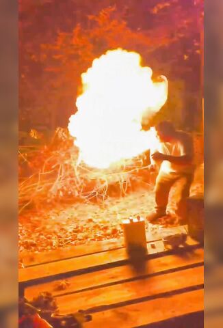 Idiot Decides To Light A Bonfire With His Face