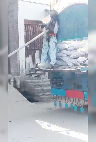 Man Being Electrocuted Unloading His Truck