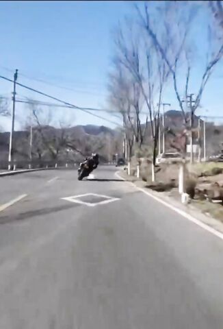 Brutal Impact With A Tree - Biker Racing A Car Fails To Judge The Corner