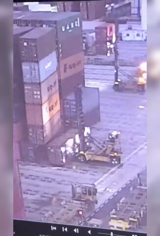 Death From Above - Container Crushes Forklift Operator