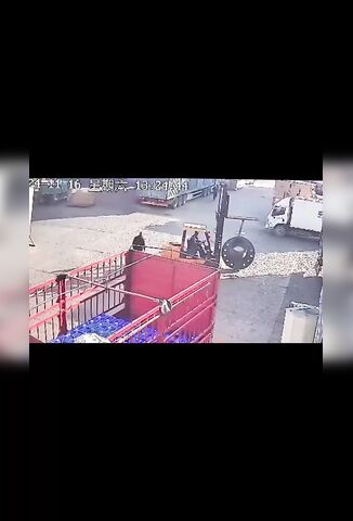 Forklift Topples And Crushes Man Giving The Orders