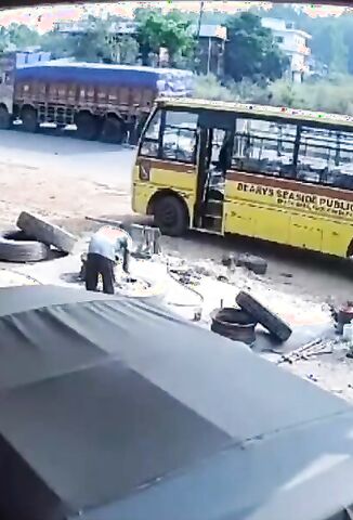 Man Launched Into A Backwards Somersault When Tractor Tyre Explodes