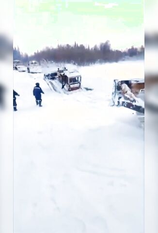 Driver Sinks To The Bottom Of A Frozen River With His Machine