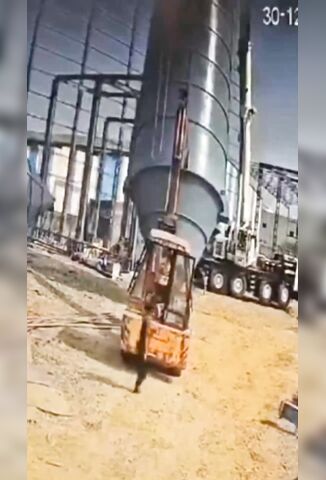 Instant Death When Crane Collapses On Machine Driver