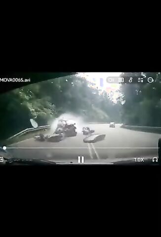 MPV Driver On Wrong Side Of The Road Plows Through Biker Rideout