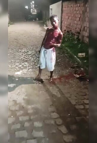 Man High On Drugs Cuts Himself In The Streets Of Brazil