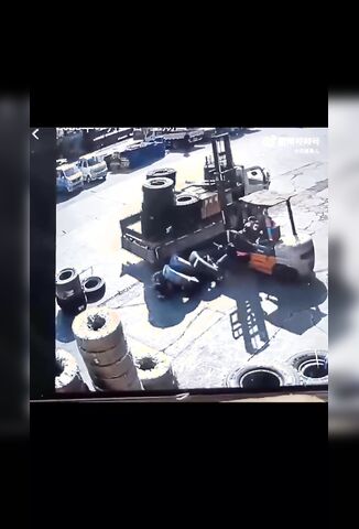 Forklift Operator Drops Off Some Tyres