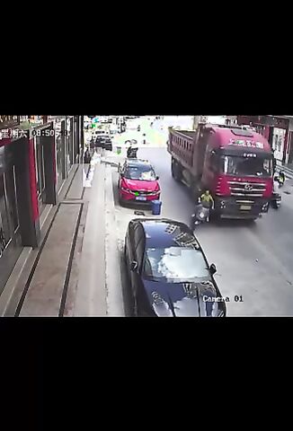 Female Scooter Rider With No Helmet Smashed By A Truck