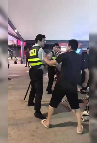 Security Guard Fakes The Victim Following Security Protocol