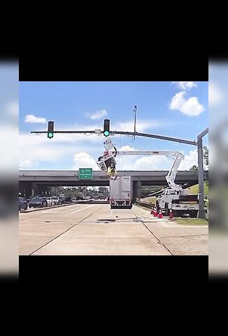 Traffic Light Worker Has A Bad Day At Work