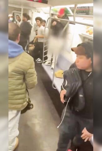 Crazy Guy Pulls Knife Stabs Another Passenger On The Subway