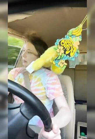 Retarded Tik Toker Rolls Her Car - First Thing She Does Is To Grab Phone After