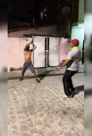 Couple With Lumps Of Wood Going Ham - Woman Gets Knocked Out