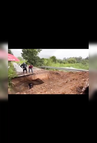Road Worker Buried Under Soil Embankment When It Collapses