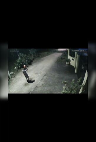 Man Walks On A Dark Road And Turns Himself Into A Human Torch