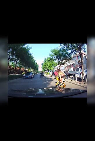 Girl On A Bicycle Becomes A Naked Tattooed Hottie For The Driver Behind