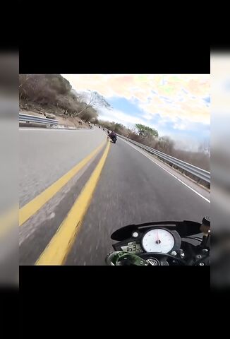 Biker Buddies Riding 160KPH Round A Bend What Could Go Wrong