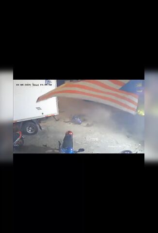 Damn - Biker Gets Hit And Flies Into The Back Of A Truck