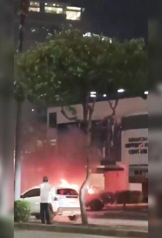 Man Filming A Vehicle Fire For Content Becomes Part Of The Content