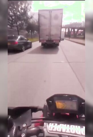 Biker Overtakes Into The Back Of A Parked Bus