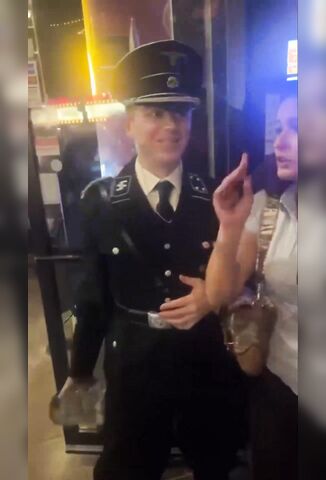 Man Dressed In Nazi Uniform For Halloween Glasses Libs Ganging Up On Him