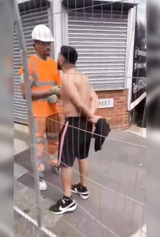 Angry Asian Man Gets Dropped After Taunting Black Construction Worker