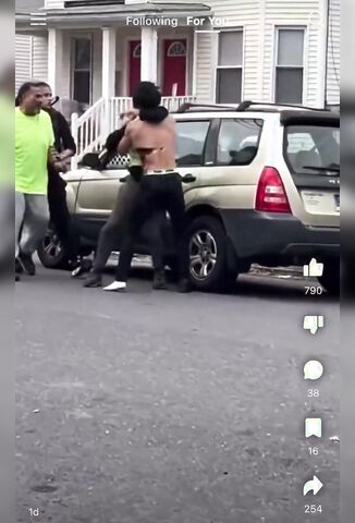 Mans Side Sliced Wide Open With Box Cutter During Street Brawl