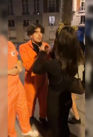 Frenchy Slams A Female To The Ground During Halloween