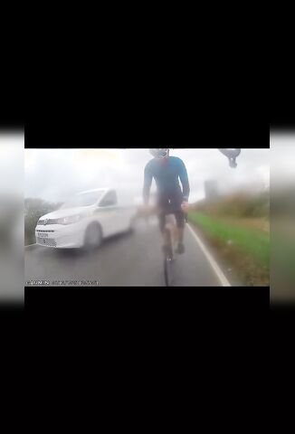 Cyclist Almost Wiped Out By Crashing Car