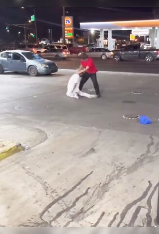 Folded In Half At The Gas Station