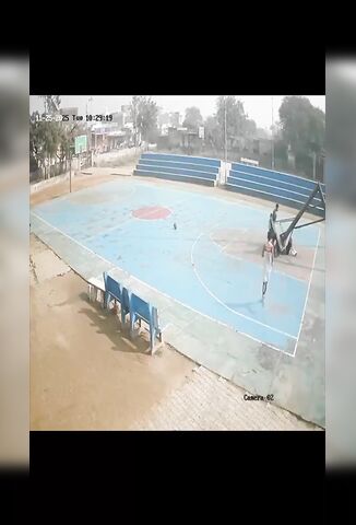Poor Dude Throwing Hoops Dies When The Basket Collapses On Him
