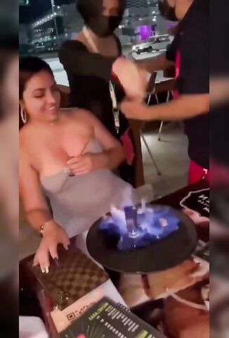 Friend Joins In With The Flaming Party