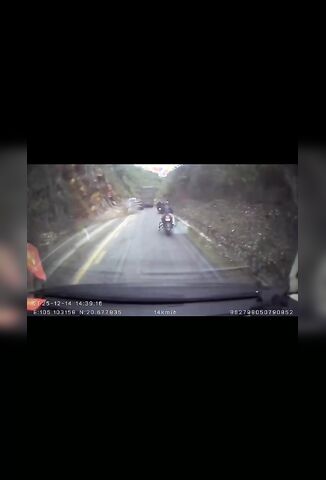 Rockslide Buries Two Road Workers And Wipes Out Bikers As Well