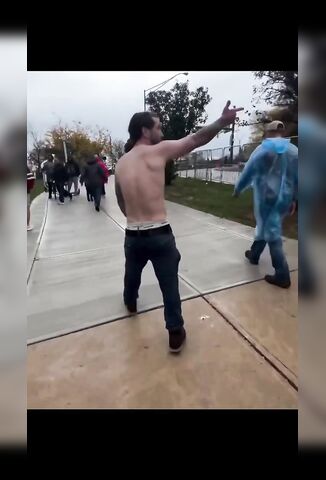 Shirtless White Dude Left Sleeping On The Concrete After Taunting Black Dude