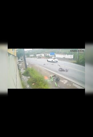 Man Crossing The Road Jogs Into A Speeding Motorcycle