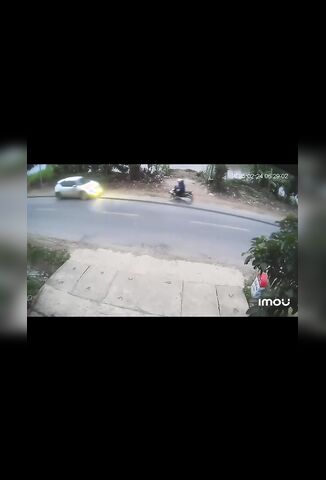 Biker On The Wrong Side Of The Road Hit Head On