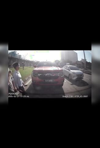 Girls Crossing In Traffic Meet A Lane Splitting Biker