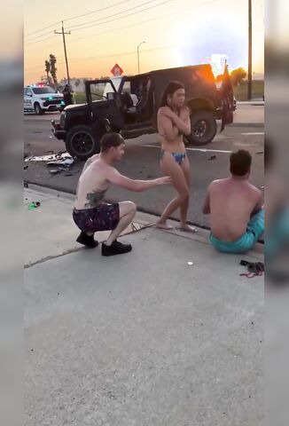 Full Video Spring Break Drunktard Getting Flung From Jeep After Hitting Tesla