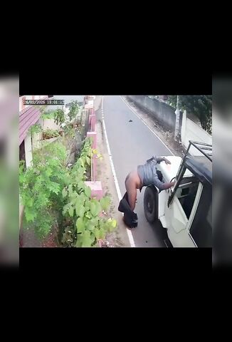 Biker Gets Pantsed During Head On Crash